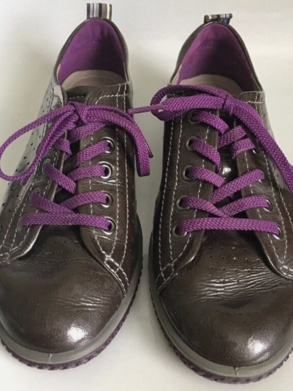 Ecco Women's Spin Patent Leather Lace Up Sneaker Women's Size EU 38 US 7/7.5
